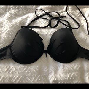 Black Ruffle Push Up Bikini Top